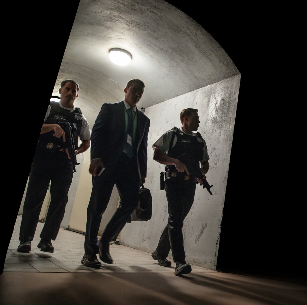This image released by Netflix shows Gabriel Basso in a scene from "A House of Dynamite." (Eros Hoagland/Netflix via AP)
