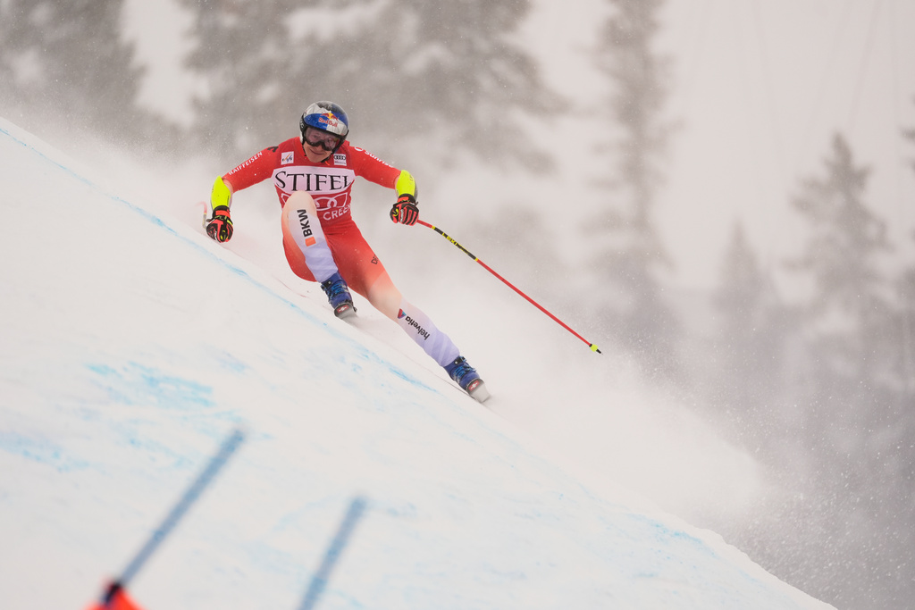 Switzerland's Marco Odermatt competes during a World Cup men's super-G skiing race, Friday, Dec. 5, 2025, in Beaver Creek, Colo. (AP Photo/Robert F. Bukaty)