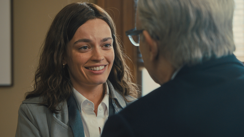 This image released by 20th Century Studios shows Emma Mackey in a scene from "Ella McCay." (20th Century Studios via AP)