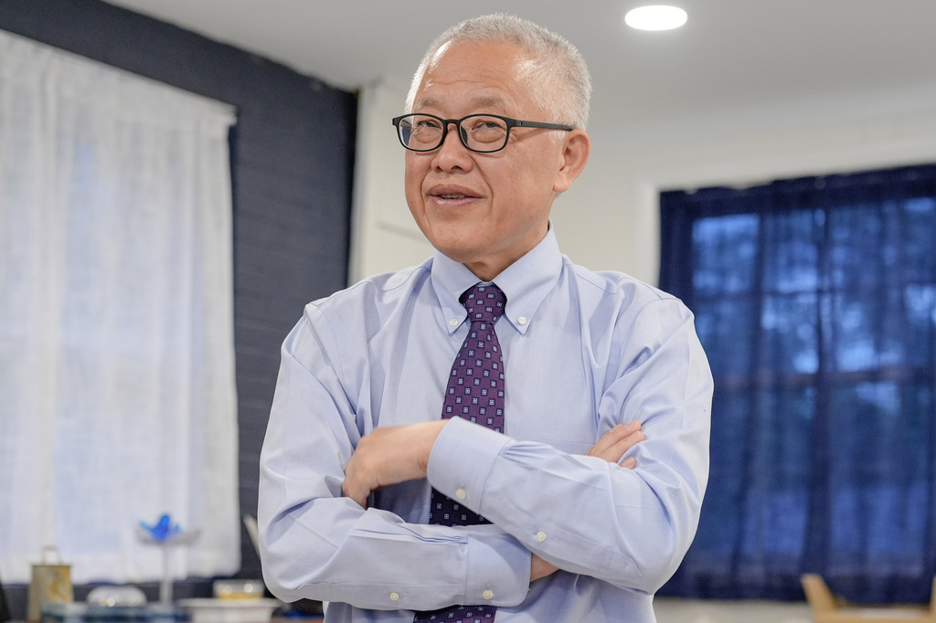 Chinese pastor Ezra Jin Mingri talks after an interview with The Associated Press in Maryland, Wednesday, July 22, 2026 . (AP Photo/Mariam Zuhaib)