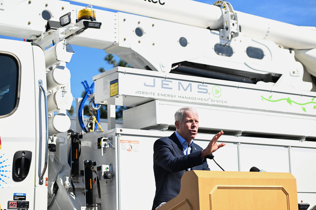 Energy Secretary Chris Wright speaks at a news conference at a PPL Corp. facility to announce that the Energy Department will spend almost $2 billion to try to squeeze more electricity out of the nation's aging and stressed power grid, Thursday, Sept. 24, 2026, in Allentown, Pa. (AP Photo/Marc Levy)
