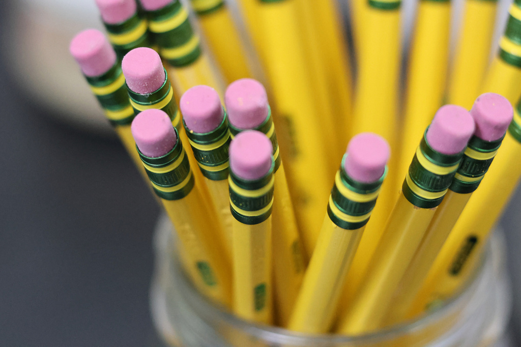 An elementary classroom is stocked with school supplies at BASIS Flagstaff on Thursday, Aug. 6, 2026, in Flagstaff, Ariz. (AP Photo/Cheyanne Mumphrey)