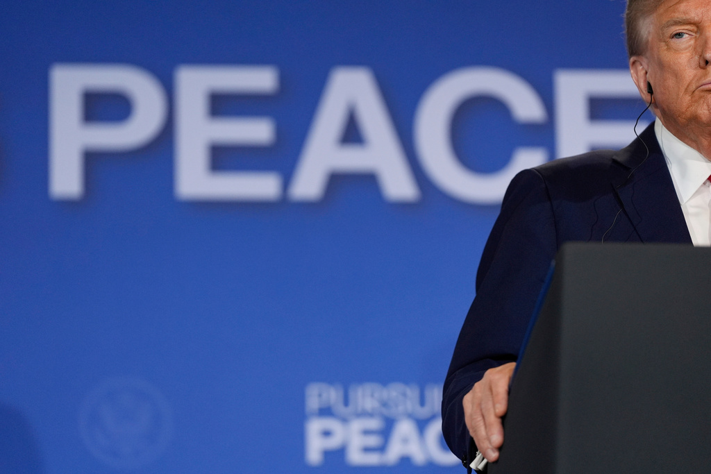 FILE - President Donald Trump listens during a news conference with Russia's President Vladimir Putin at Joint Base Elmendorf-Richardson, Alaska, Friday, Aug. 15, 2025. (AP Photo/Julia Demaree Nikhinson, File)