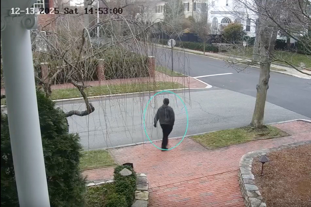 This image taken from video provided by the FBI shows a person of interest in the investigation of the shooting that occurred at Brown University, in Providence, R.I., Saturday, Dec. 13, 2025. (FBI via AP)