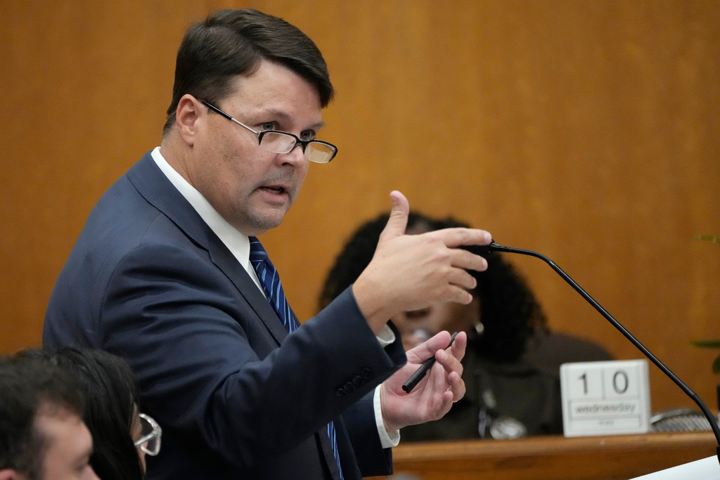 FILE - Attorney Cliff Johnson, director of the Roderick and Solange MacArthur Justice Center, speaks during a hearing Wednesday, May 10, 2023, in Hinds County Chancery Court in Jackson, Miss. (AP Photo/Rogelio V. Solis, File)