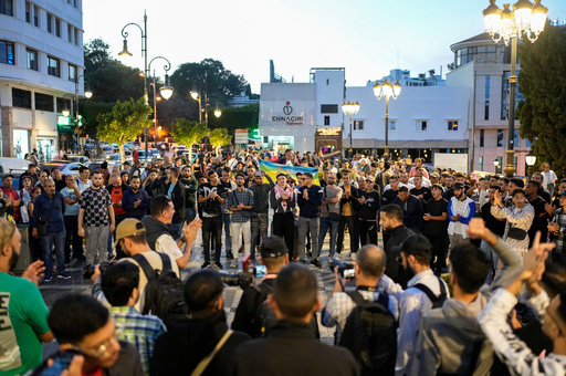 People take part in a youth led protest calling for education and healthcare reforms, in Tangier, Morocco, Saturday, Oct. 18, 2025. (AP Photo/Mosa'ab Elshamy) People take part in a youth led protest calling for education and healthcare reforms, in Tangier, Morocco, Saturday, Oct. 18, 2025. (AP Photo/Mosa'ab Elshamy)