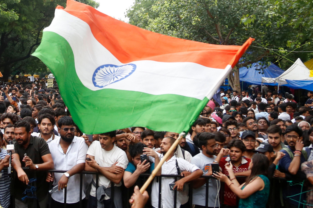 Supporters gather at the camping site of the Cockroach Janta Party at Jantar Mantar in New Delhi, Tuesday, July 21, 2026. (AP Photo/Shekhar Yadav)
