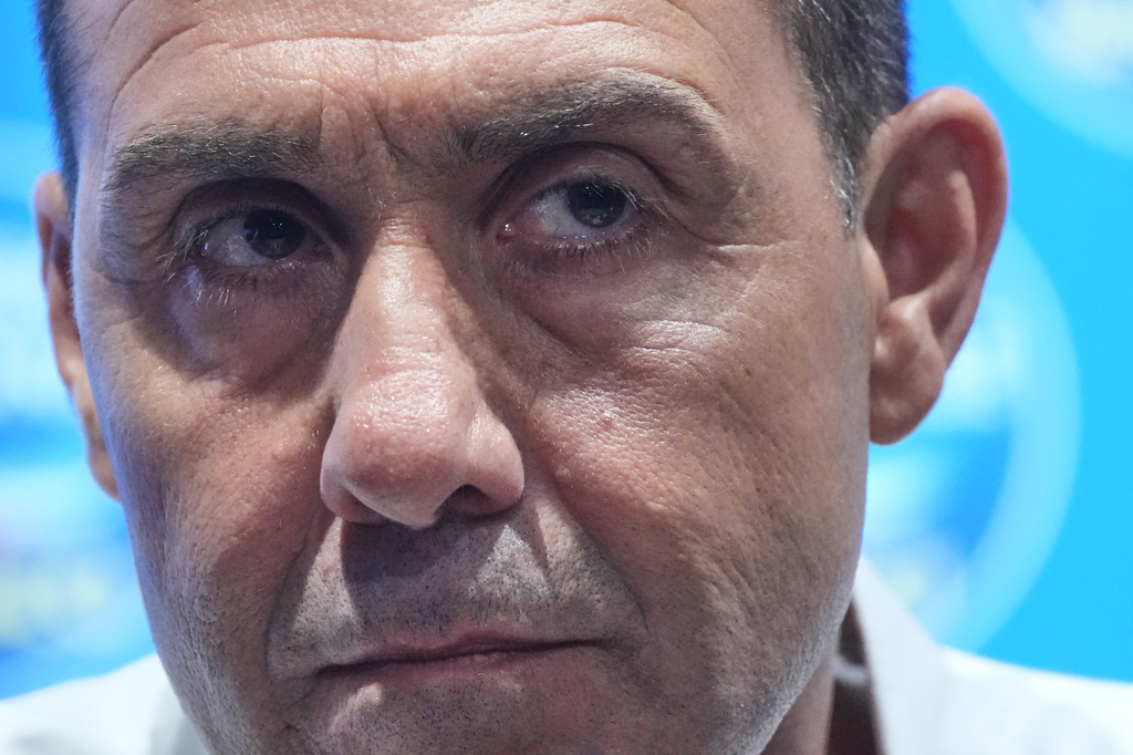 EU Parliament member and former Italian army general Roberto Vannacci pauses during a press conference as he concludes the two-day founding congress of his far-right party, Futuro Nazionale (National Future) in Rome, Sunday, June 14, 2026. (AP Photo/Gregorio Borgia)