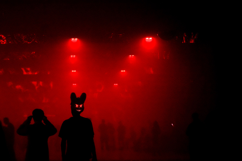 People attend a Halloween rave in Kyiv, Ukraine, Saturday, Oct. 25, 2025. (AP Photo/Julia Demaree Nikhinson)