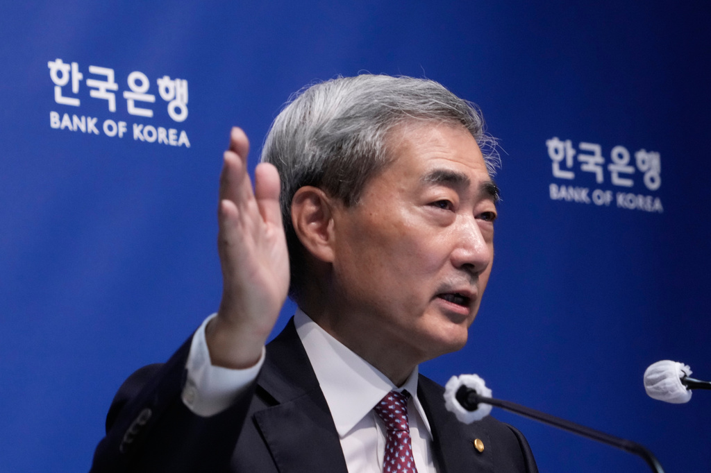Bank of Korea Gov. Shin Hyun Song speaks during a press conference at the central bank in Seoul, South Korea, Thursday, July 16, 2026. (AP Photo/Ahn Young-joon)