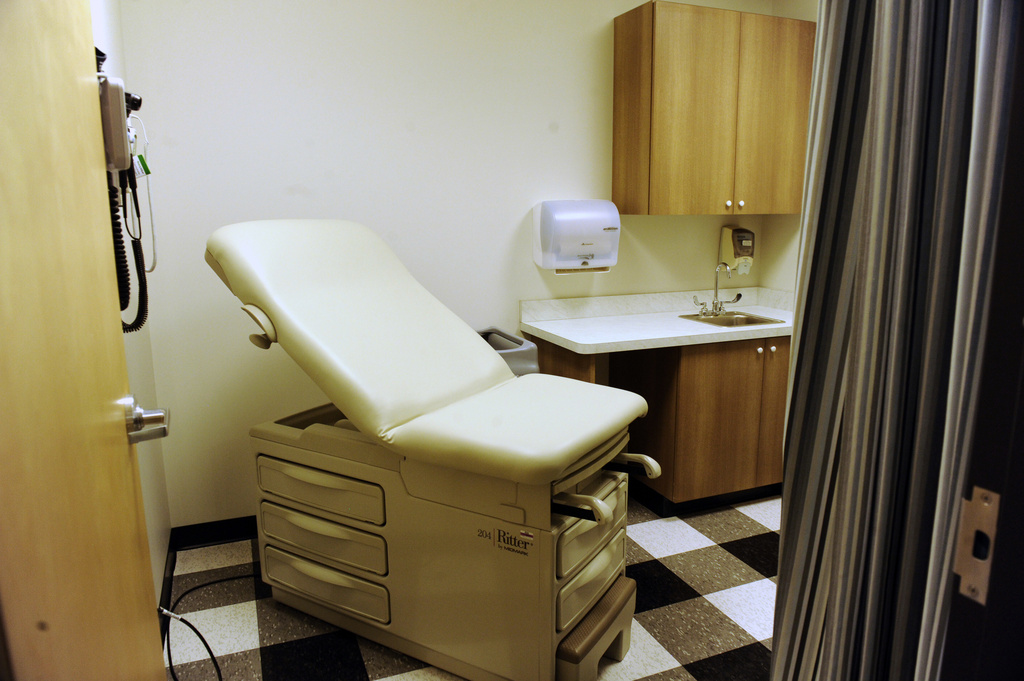 FILE - An exam room at a medical clinic in Detroit on July 29, 2015. (Charles V. Tines/Detroit News via AP, File)