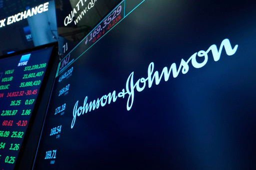 FILE - The Johnson & Johnson logo appears above a trading post on the floor of the New York Stock Exchange, Monday, July 12, 2021. (AP Photo/Richard Drew, File) FILE - The Johnson & Johnson logo appears above a trading post on the floor of the New York Stock Exchange, Monday, July 12, 2021. (AP Photo/Richard Drew, File)