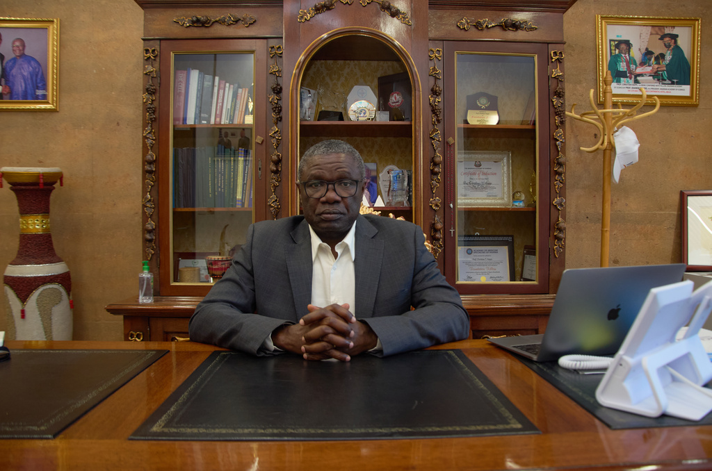 Dr. Christian Happi poses for a photo at the Institute of Genomics and Global Health in Ede southwestern, Nigeria, Nov. 17, 2025. (AP Photo/Ajayi Oluwapelumi)