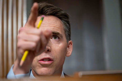 FILE - Sen. Josh Hawley, R-Mo., speaks during a Senate Committee on Homeland Security and Governmental Affairs Senate Judiciary, Tuesday, July 30, 2024, in Washington. (AP Photo/Kevin Wolf, File) FILE - Sen. Josh Hawley, R-Mo., speaks during a Senate Committee on Homeland Security and Governmental Affairs Senate Judiciary, Tuesday, July 30, 2024, in Washington. (AP Photo/Kevin Wolf, File)