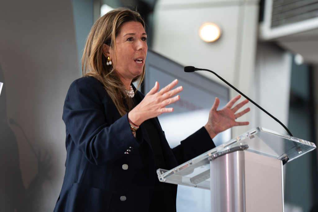 Stellene Volandes, Editor-in-Chief of Town and Country, speaks at the Town & Country Philanthropy Summit luncheon on Tuesday, Oct. 28, 2025, in New York. (AP Photo/Angelina Katsanis)