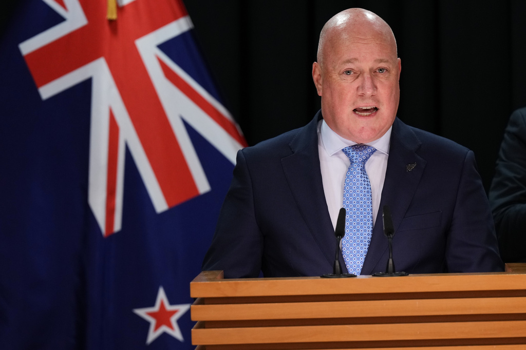 FILE - New Zealand Prime Minister Christopher Luxon speaks at a news conference at Parliament in Wellington, New Zealand, on July 20, 2026. (AP Photo/Charlotte Graham-McLay, File)