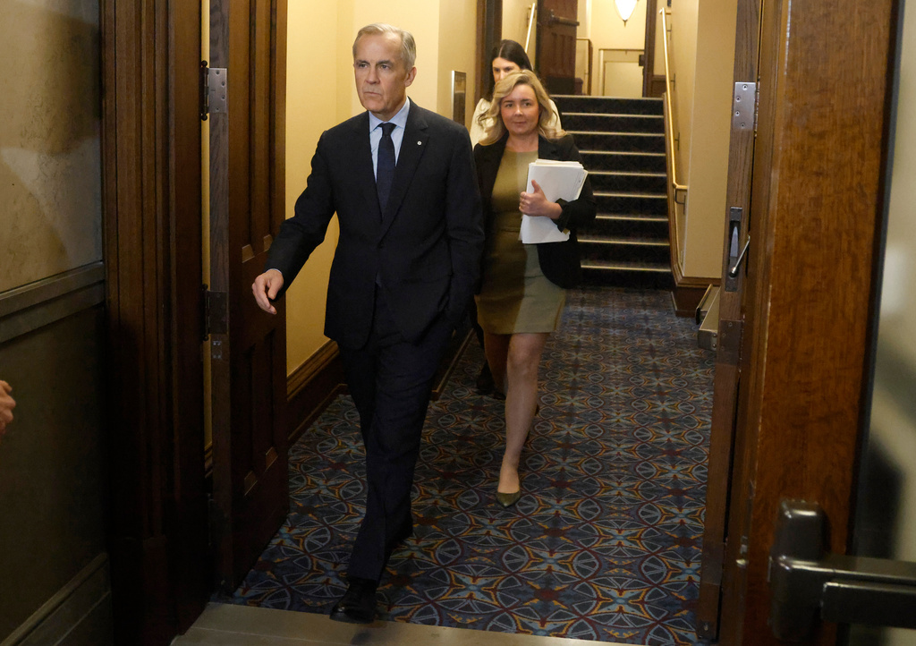 Prime Minister Mark Carney arrives for Question Period on Parliament Hill in Ottawa, Tuesday, March 10, 2026. (Patrick Doyle