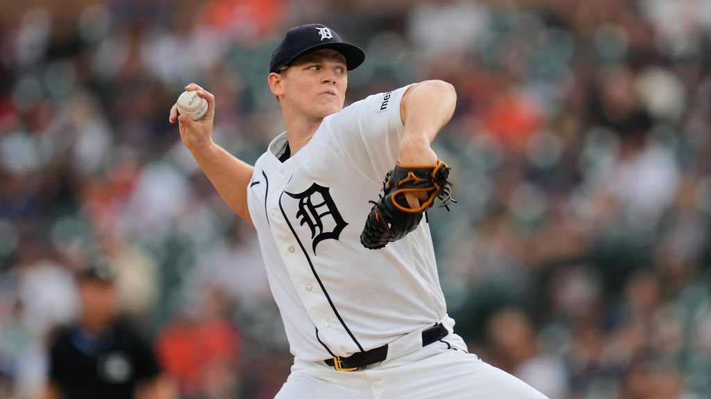 Detroit Tigers pitcher Troy Melton throws against the Baltimore Orioles during the first inning of a baseball game Tuesday, July 28, 2026, in Detroit. (AP Photo/Paul Sancya)