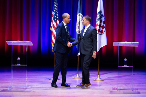 Democrat Jay Jones, left, and Republican incumbent Jason Miyares shake hands at the start of the Virginia attorney general debate in Richmond, Va., Thursday, Oct. 16, 2025. (Mike Kropf/Richmond Times-Dispatch via AP, Pool) Democrat Jay Jones, left, and Republican incumbent Jason Miyares shake hands at the start of the Virginia attorney general debate in Richmond, Va., Thursday, Oct. 16, 2025. (Mike Kropf/Richmond Times-Dispatch via AP, Pool)