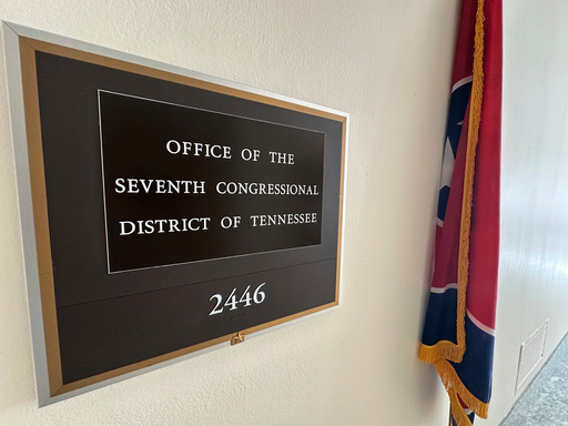 The state flag of Tennessee stands outside the office of Tennessee's 7th Congressional District in Washington, Sept. 2, 2025, which has a seat that became vacant following the resignation of Rep. Mark Green, R-Tenn. on July 20. (AP Photo/Robert Yoon) The state flag of Tennessee stands outside the office of Tennessee's 7th Congressional District in Washington, Sept. 2, 2025, which has a seat that became vacant following the resignation of Rep. Mark Green, R-Tenn. on July 20. (AP Photo/Robert Yoon)