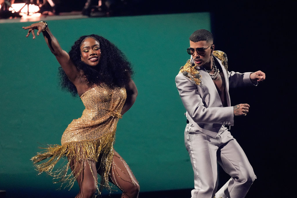 Rauw Alejandro perform a medley during the 2025 Latin Grammys on Thursday, Nov. 13, 2025, at MGM Grand in Las Vegas. (AP Photo/Chris Pizzello)