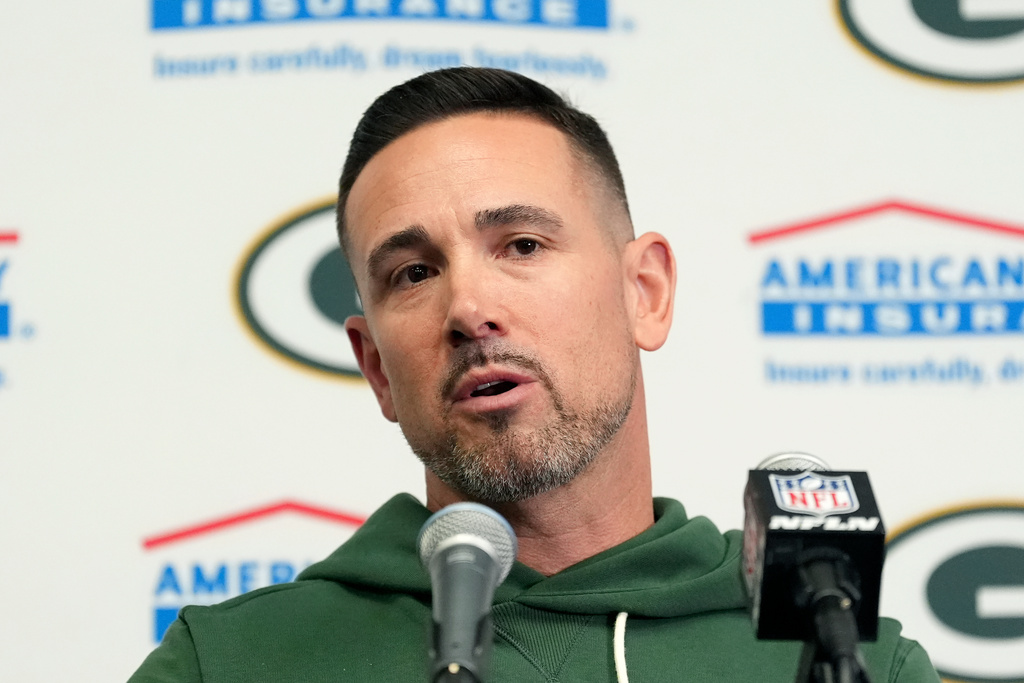 Green Bay Packers head coach Matt LaFleur answers a question during a news conference after an NFL football game against the Minnesota Vikings, Sunday, Jan. 4, 2026, in Minneapolis. (AP Photo/Ross D. Franklin)