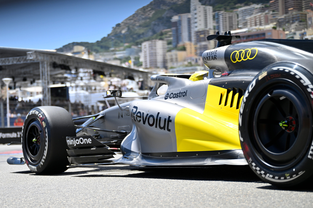 Audi driver Nico Hulkenberg of Germany steers his car during the first free Formula One practice at the Monaco racetrack, in Monaco, Friday, June 5, 2026. (AP Photo/Philippe Magoni)