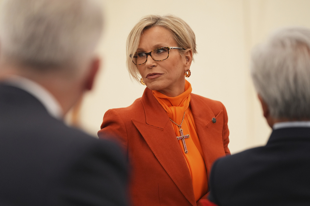 Dame Emma Walmsley, CEO of GSK arrives for a business roundtable attended by President Donald Trump and Britain's Prime Minister Keir Starmer at Chequers near Aylesbury, England, Thursday, Sept. 18, 2025. (AP Photo/Evan Vucci)