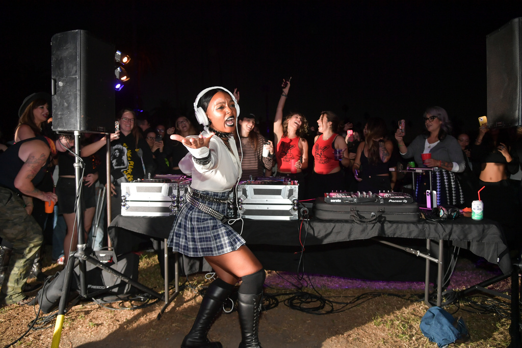 Janelle Monáe performs during Cinespia: The Craft on Saturday, Oct. 11, 2025, at Hollywood Forever Cemetery in Los Angeles. (Photo by Richard Shotwell/Invision/AP)
