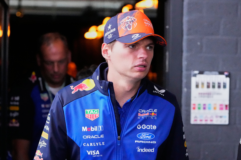 Red Bull driver Max Verstappen of the Netherlands walks away after a news conference ahead of the Dutch Formula One Grand Prix in Zandvoort, Netherlands, Thursday, Aug. 20, 2026. (AP Photo/Darko Bandic)