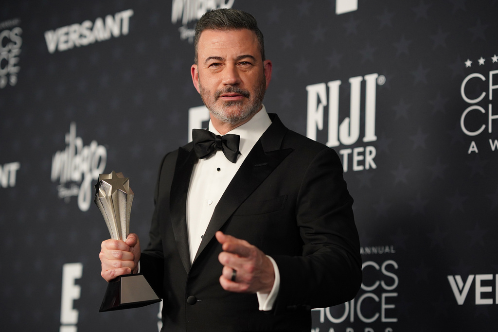 Jimmy Kimmel, winner of the award for best talk show for "Jimmy Kimmel Live!," poses in the press room during the 31st Annual Critics Choice Awards on Sunday, Jan. 4, 2026, at The Barker Hanger in Santa Monica, Calif. (Photo by Jordan Strauss/Invision/AP)