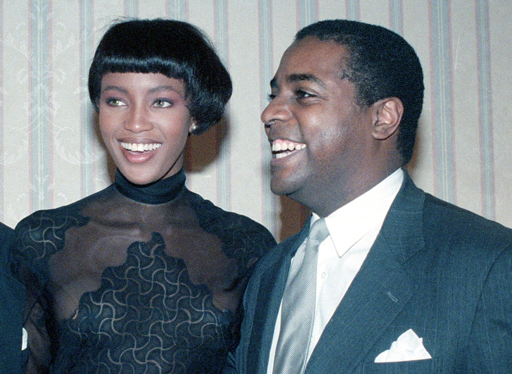 FILE - British fashion model Naomi Campbell appears with fashion designer Jeffrey Banks before the showing of collections by 13 black fashion designers in New York on Aug. 18, 1989. (AP Photo/Ed Bailey, File)