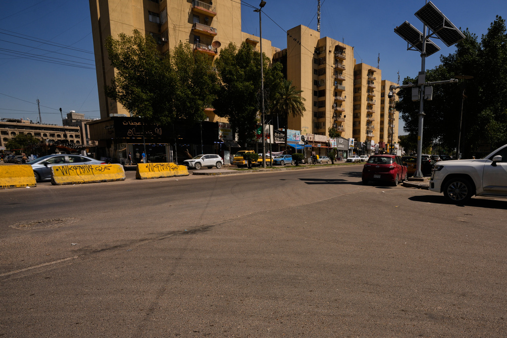 The street corner in central Baghdad's Saadoun Street where U.S. journalist Shelly Kittleson was kidnapped in central Baghdad, Iraq, Wednesday, April 1 2026. (AP Photo/ Hadi Mizban)