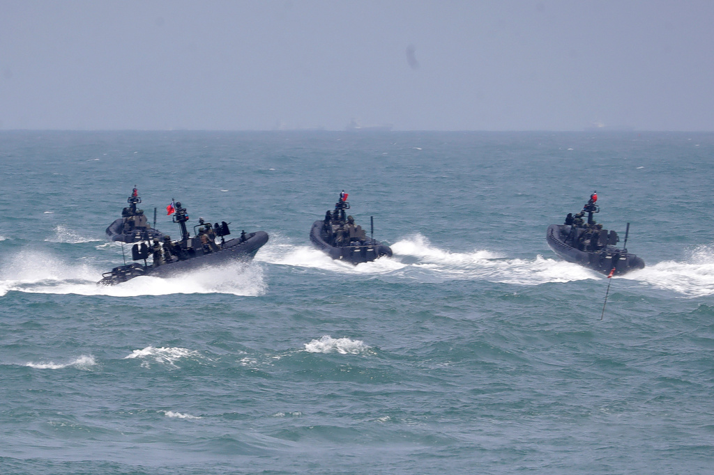 Taiwan Navy conducts coastal strike and nearshore defense exercises during the annual Han Kuang military exercises in Kaohsiung, Southern Taiwan, Saturday, Aug. 8, 2026. (AP Photo/Chiang Ying-ying)