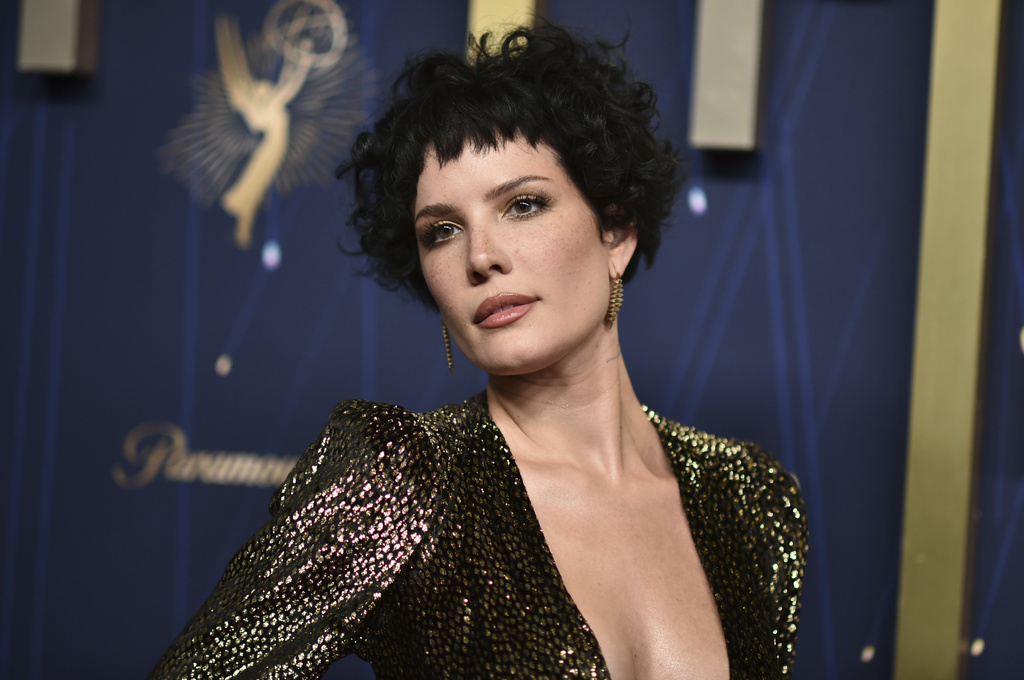 Halsey arrives at the 77th Primetime Emmy Awards on Sunday, Sept. 14, 2025, at the Peacock Theater in Los Angeles. (Photo by Richard Shotwell/Invision/AP)