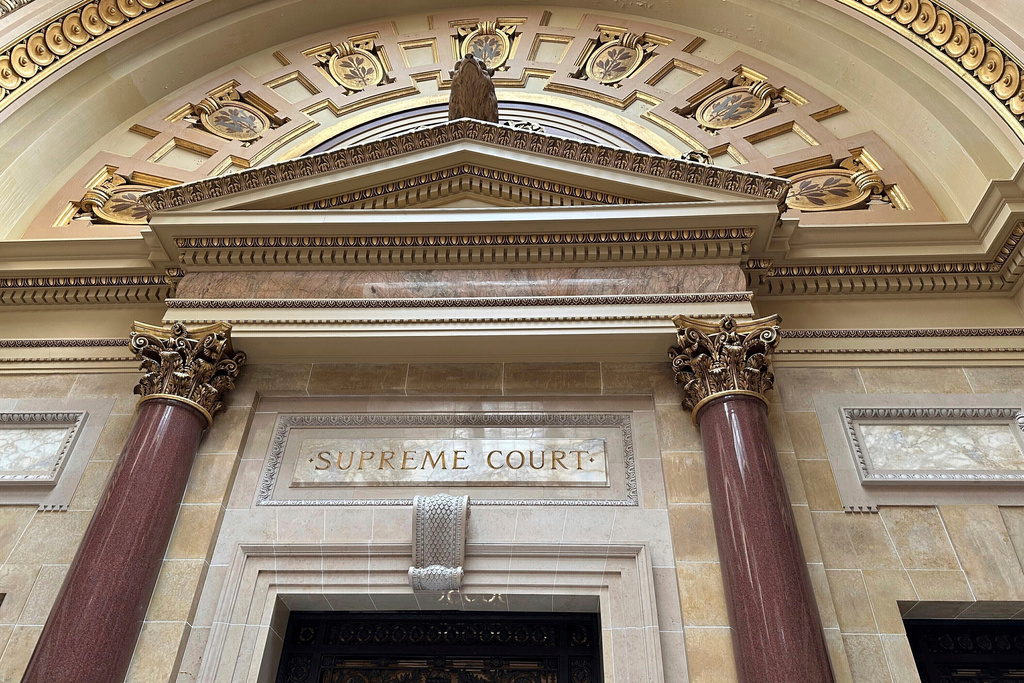 FILE - The entrance to the Wisconsin Supreme Court chambers is seen in the state Capitol in Madison, Wis., on March 14, 2024. (AP Photo/Todd Richmond, File)