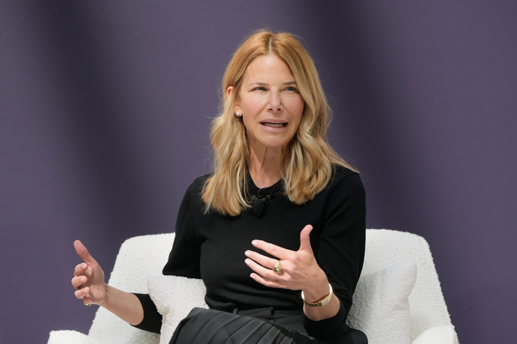Denise Dresser, chief revenue officer of OpenAI, speaks at a What's Next with AWS event Tuesday, April 28, 2026, in San Francisco. (AP Photo/Jeff Chiu)