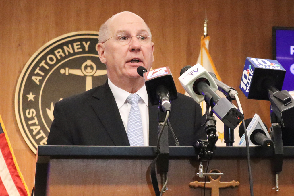 Church abuse survivor Dr. Herbert Brennan speaks during a press conference at the Rhode Island Attorney General's Office in Providence, R.I., on Wednesday, March 4, 2026. (AP Photo/Leah Willingham)