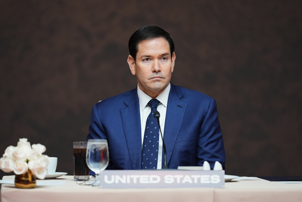 Secretary of State Marco Rubio attends a working lunch at the Shield of the Americas Summit, Saturday, March 7, 2026, at Trump National Doral Miami in Doral, Fla. (AP Photo/Rebecca Blackwell)