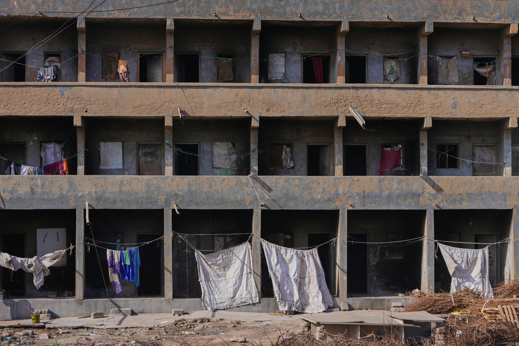 Deserted ceramic workers' quarters are seen following shortage of fuel in Morbi, in the Indian state of Gujarat, Wednesday, April 8, 2026. (AP Photo/Ajit Solanki)