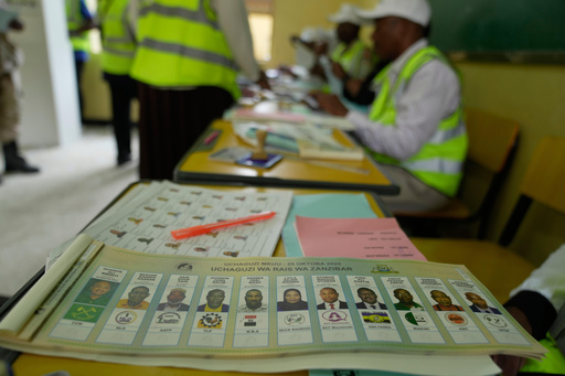 Ballot papers bearing the names of the presidential candidates at Tumekuja Secondary School polling station in Zanzibar, Tanzania, Tuesday, Oct. 28, 2025. (AP Photo/Brian Inganga) Ballot papers bearing the names of the presidential candidates at Tumekuja Secondary School polling station in Zanzibar, Tanzania, Tuesday, Oct. 28, 2025. (AP Photo/Brian Inganga)
