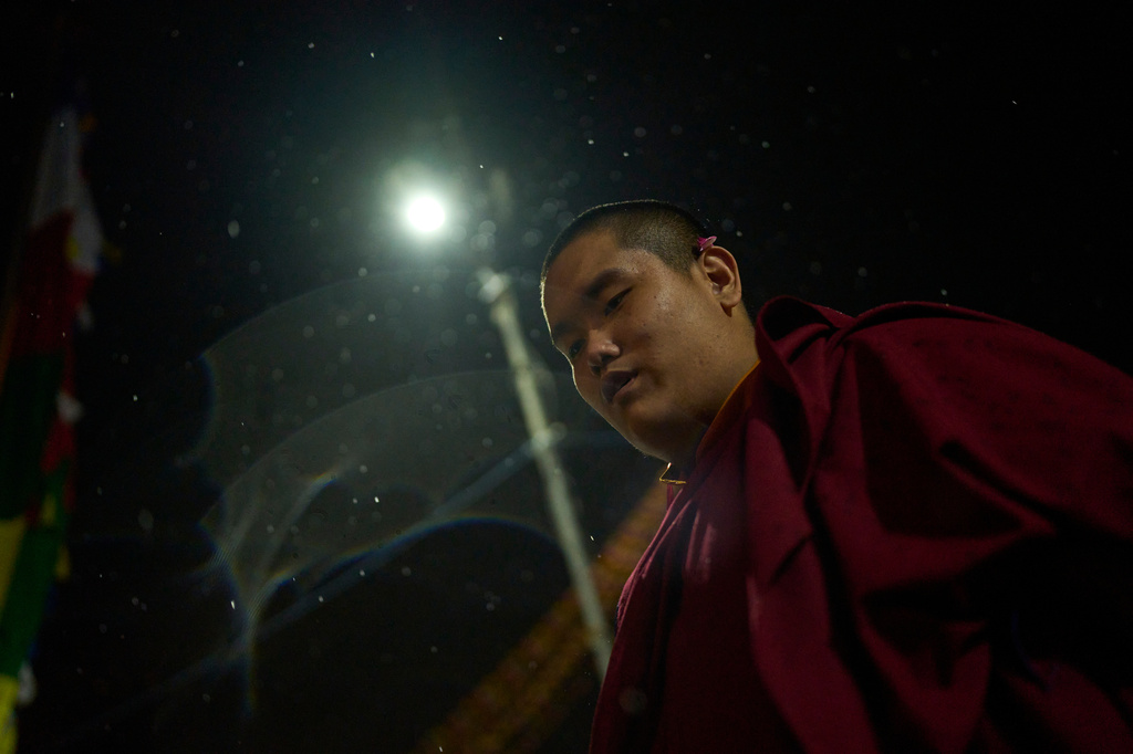 Jalue Dorje circumambulates the World Heritage site Boudhanath Stupa in Kathmandu, Nepal, Monday, April 6, 2026. (AP Photo/Niranjan Shrestha)