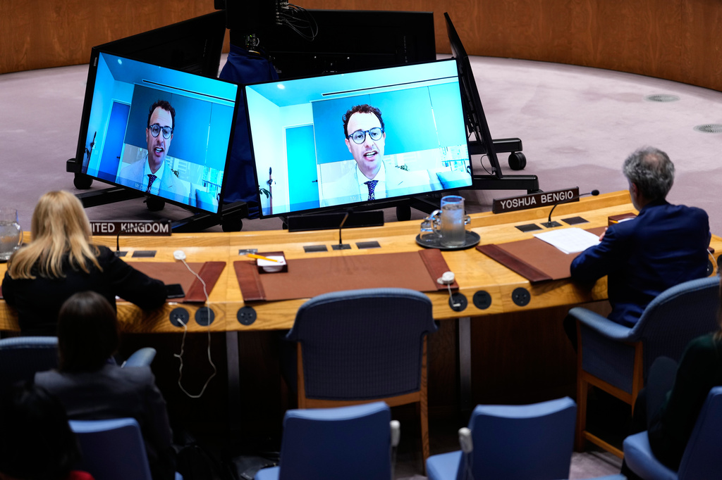 Dario Amodei, CEO of Anthropic, speaks remotely during a Security Council meeting on artificial intelligence at the 81st session of the United Nations General Assembly at United Nations headquarters, Wednesday, Sept. 23, 2026. (AP Photo/Yuki Iwamura)