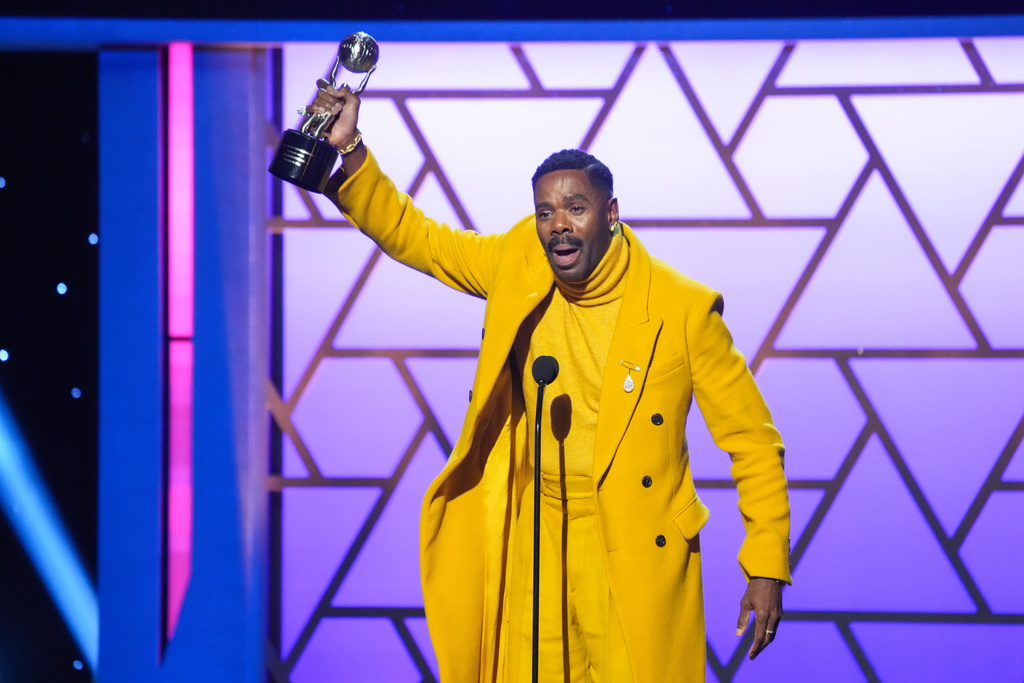 Colman Domingo accepts the President's award during the 57th NAACP Image Awards on Saturday, Feb. 28, 2026, in Pasadena, Calif. (AP Photo/Chris Pizzello)