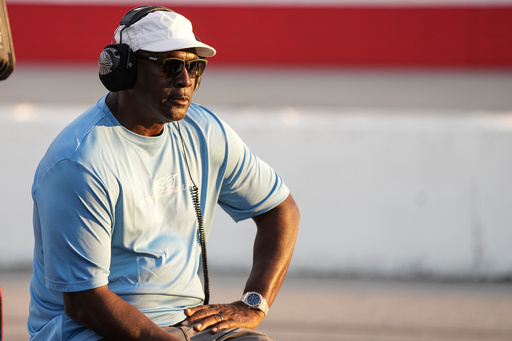 FILE - Team owner Michael Jordan looks on during a NASCAR Cup Series auto race at Darlington Raceway, Aug. 31, 2025, in Darlington, S.C. (AP Photo/Matt Kelley, File) FILE - Team owner Michael Jordan looks on during a NASCAR Cup Series auto race at Darlington Raceway, Aug. 31, 2025, in Darlington, S.C. (AP Photo/Matt Kelley, File)