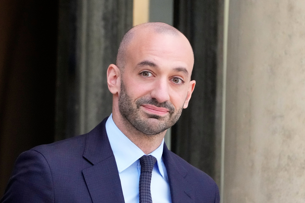 FILE - French Deputy minister in charge of European Affairs Benjamin Haddad leaves the weekly cabinet meeting, Tuesday, Oct. 14, 2025 at the Elysee Palace in Paris. (AP Photo/Michel Euler, File)