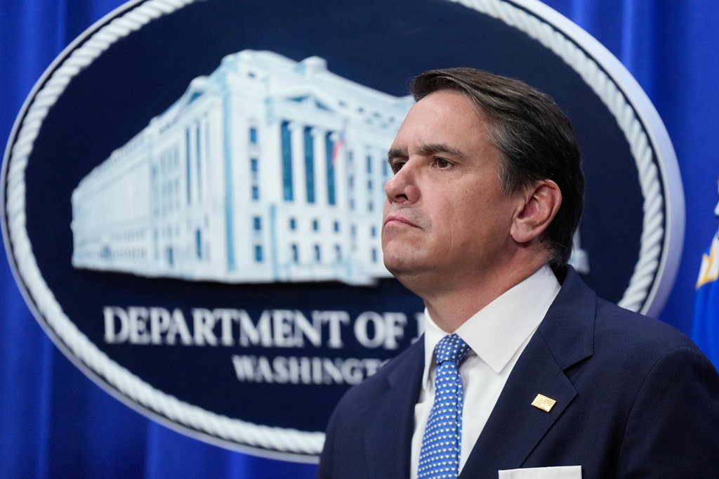 Acting Attorney General Todd Blanche listens during a news conference on unaccompanied children at the Justice Department Thursday, June 11, 2026, in Washington. (AP Photo/Manuel Balce Ceneta)