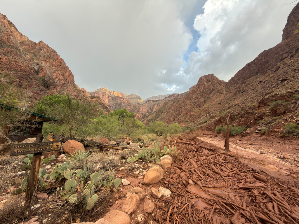 Bright Angel Creek near the Phantom Ranger Station in the Grand Canyon, Arizona, is seen after flash flooding from storms, Saturday, Aug. 29, 2026. (Parth Desai via AP)