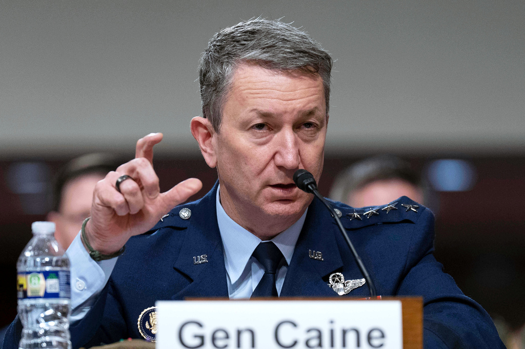 FILE - Chairman of the Joint Chiefs of Staff General Dan Caine testifies before Senate Armed Services Committee hearing on Capitol Hill in Washington, June 18, 2025. (AP Photo/Jose Luis Magana, File)