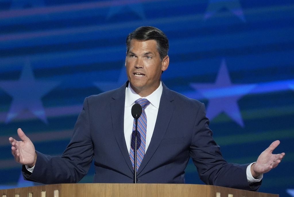 FILE - Former Georgia Lt. Gov. Geoff Duncan speaks during the Democratic National Convention, Wednesday, Aug. 21, 2024, in Chicago. (AP Photo/J. Scott Applewhite, File)